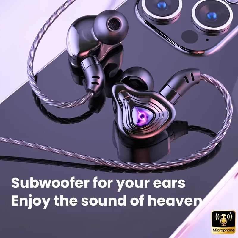 Wired Earbuds with 9D Super Bass, Condenser Microphone, Semi-Open-Back, Volume Control - High-Fidelity Noise-Canceling Earphones for Gaming/Music/Calls - Compatible with Cellphones, No Battery Needed