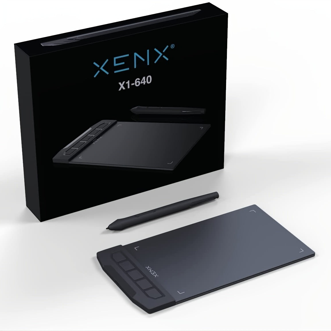 1pc XENX Drawing Tablet, ABS Material, 8192 Pressure Levels, 5080 LPI Pen Resolution, 266 PPS Reporting Rate, 2 Programmable Buttons, No Battery, Compatible with Mobile & Computer, Portable Design for Digital Art, Animation, Industrial Design, and Handwri