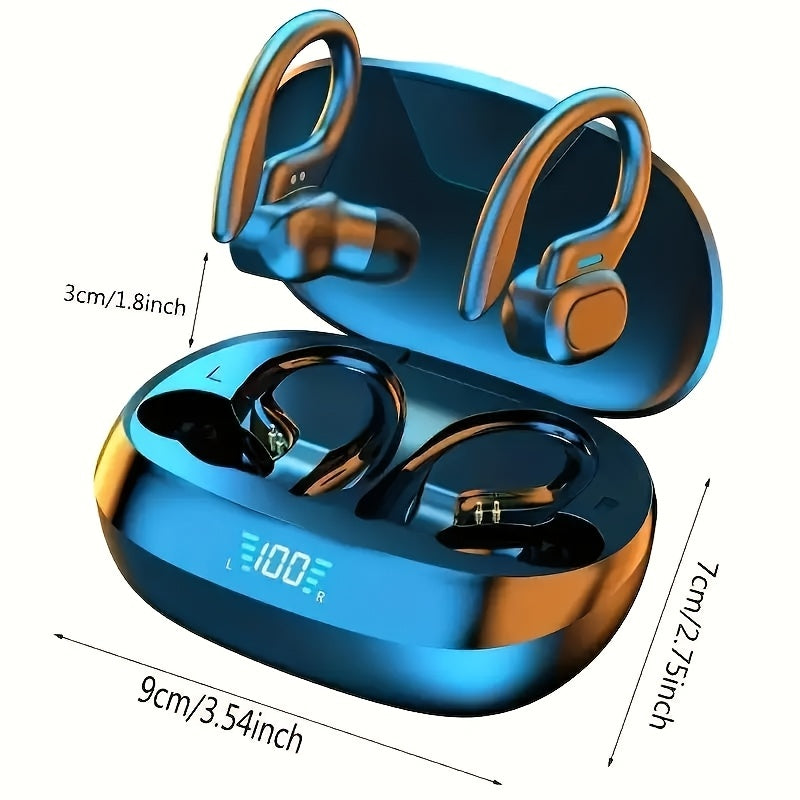 Wireless Headphones with Built-in HD Microphone, LED Screen Charging Box, Automatic Pairing and Long-lasting Battery Life, Suitable for Sports, Cycling, Driving and Daily Use, Ear-hanging Style Earmuffs That Are Not Painful When Worn for A Long Time