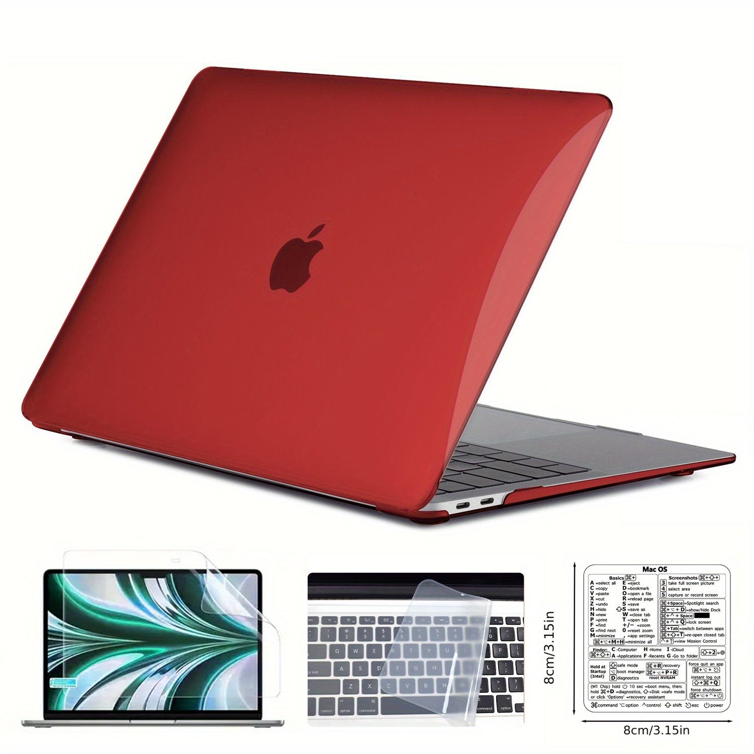 The new 4pcs package is suitable for MacBook Air 13-inch case (A3240/A2681) (A2941/A3241) A2338/A2337/A2442 case HD screen film and keyboard film and shortcut key description.
