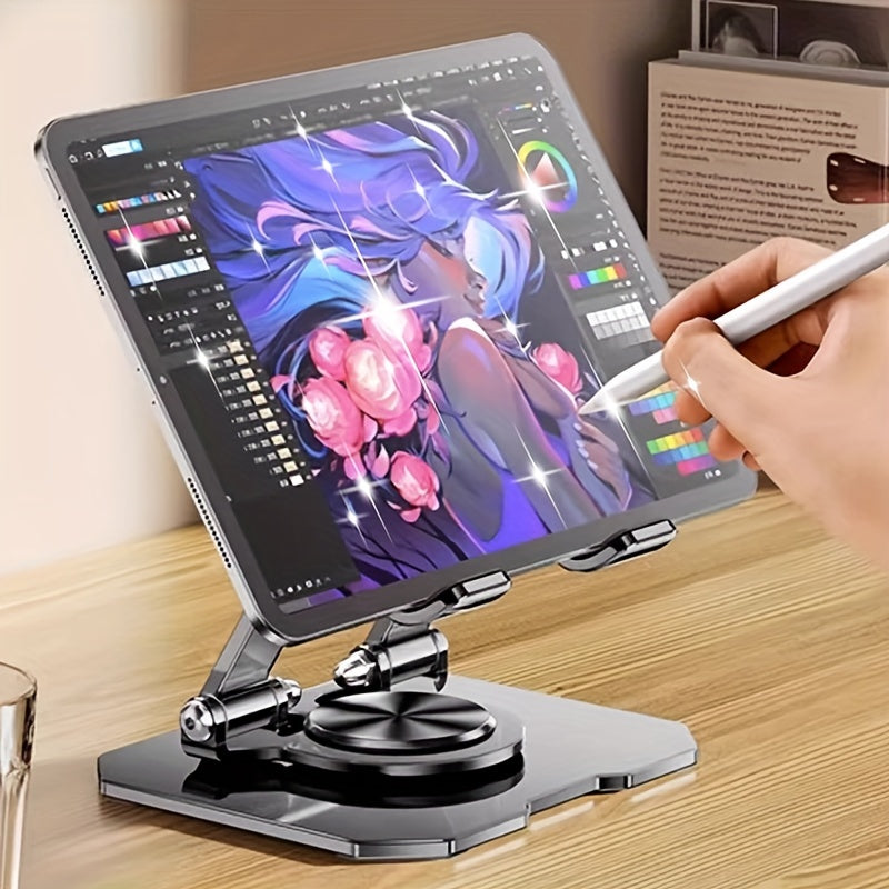 Metal Desktop Tablet Stand Foldable And Easy to Store 360° Rotatable Tablet Stand